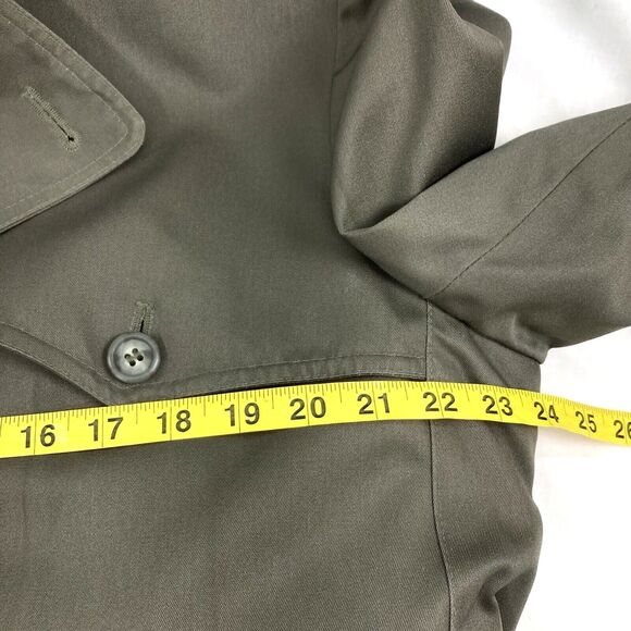 Men's Olive Green Trench Coat - Classic Double-Breasted Trench - Picture 7 of 14